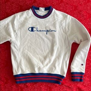 Champion Reverse Weave Crewneck Sweatshirt Men's Small White Embroidered Logo